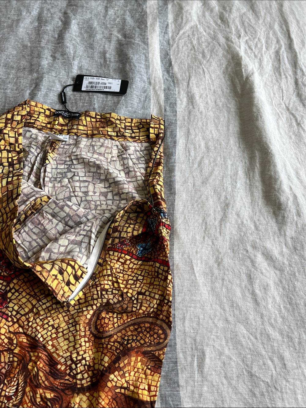 Dolce & Gabbana Yellow and Brown Mosaic Print Skirt - Picture 5 of 7